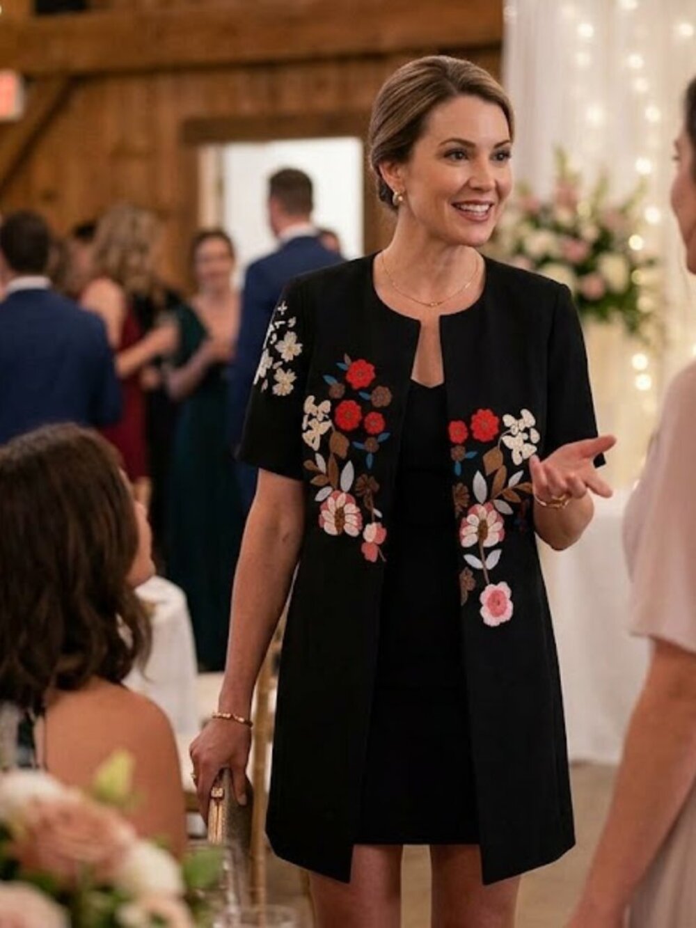 Nygard Mid Length Black Floral Cocktail Jacket